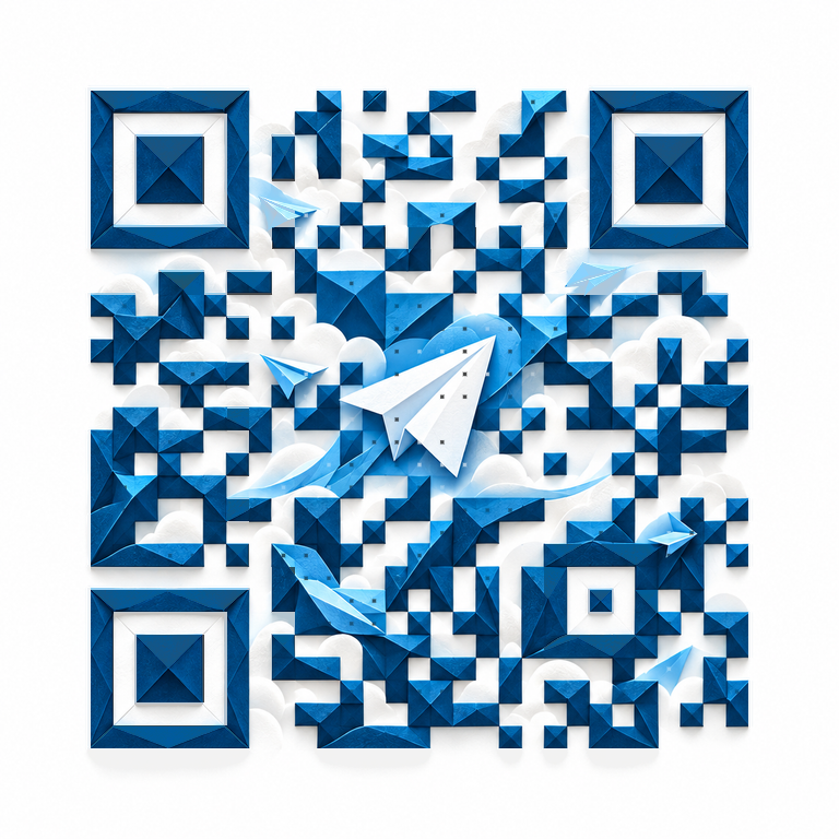 Telegram identity woven into sculptural QR artwork